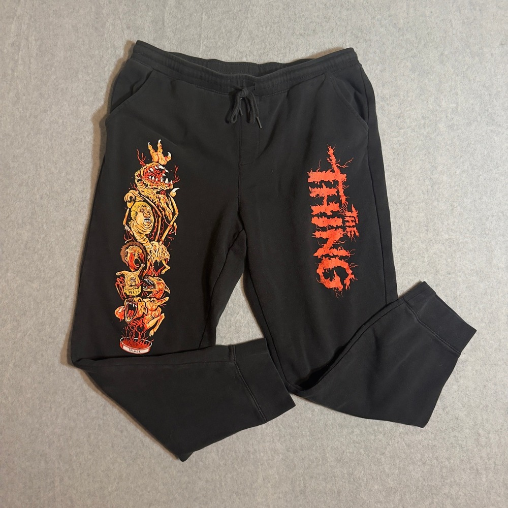 The Thing Movie Graphic Sweatpants Mens Large Black Horror Sci-Fi Joggers